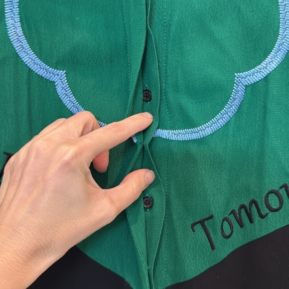 Maje Cloevi Embroidered Color Blocked Button Down Shirt Size Small - Picture 8 of 14